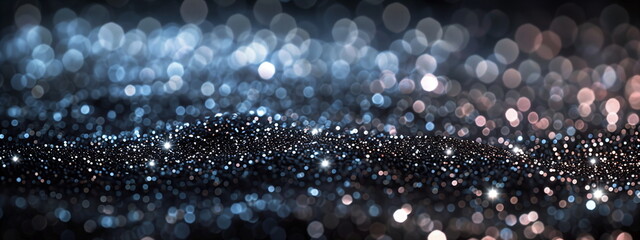 Abstract black and silver glitter bokeh background