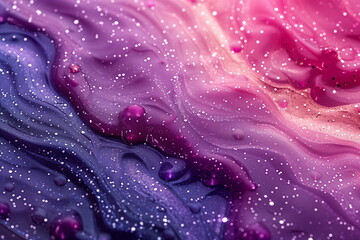 Wall Mural - Abstract pink and purple fluid art background with glitter