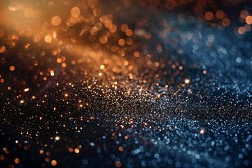 Wall Mural - Abstract image featuring a blend of warm orange and cool blue tones with a sparkling, magical and festive feel