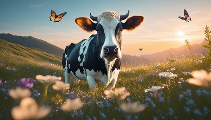 Poster - cow in the meadow