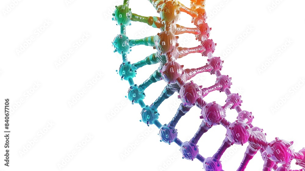 Abstract representation of a colorful DNA double helix structure on a ...