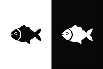 Wall Mural - Fish icon vector isolated on white black background. food illustration sign collection. Fish icon vector