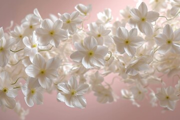 A detailed shot of a cluster of white blooms