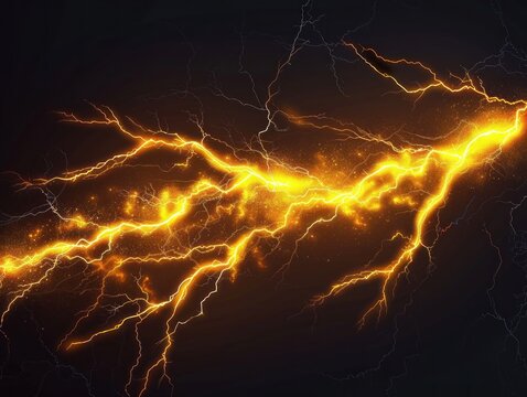 Yellow electric lightning bolt icon 