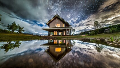 Wall Mural - a house reflected in drop of water