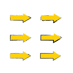 Set of vector yellow decorative arrows