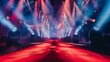 © XtzStudio - Red carpet on a grand stage,by a dramatic spotlight background