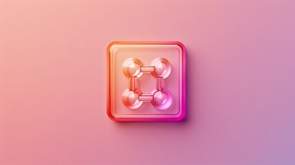 Poster - Molecular network icon with pink and orange colors