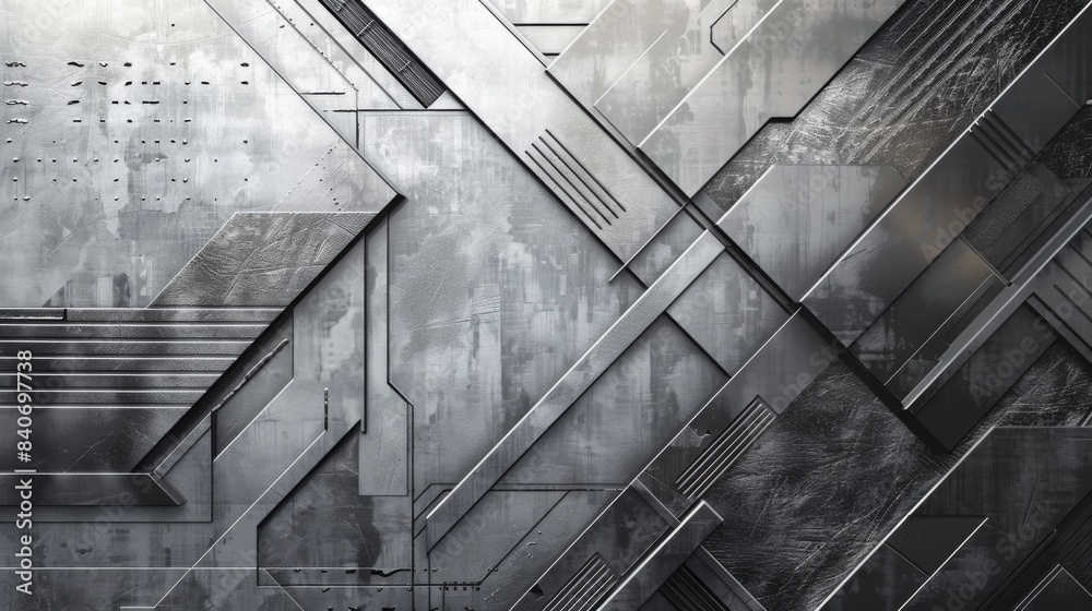 An abstract metallic background with brushed silver textures and ...