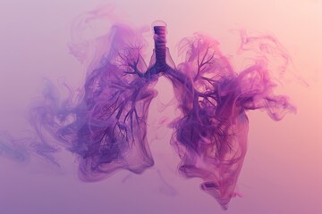 Canvas Print - Lungs Made of Smoke on Gradient Background