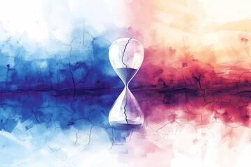 Poster - Abstract Hourglass on Blue and Red Gradient Background