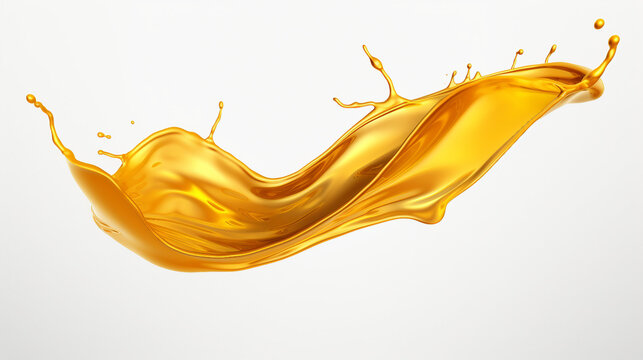 Vibrant Olive Oil Splash 3D Illustration with Clipping Path on White Background - Stock Image of Freshness and Purity