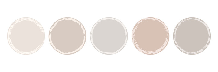 Poster - circular pastel color highlight cover set. natural round frame isolated on white. . brush circle dra