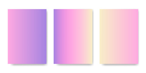 Poster - Set of gradients mesh covers. Abstract blurred mixed colors. Yellow Pink Purple color blend background. Brochure, poster, banner, flyer, card template