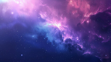 Wall Mural - cosmic watercolor scene, gradients of deep blue and pink, abstract star patterns, glowing nebulae, i