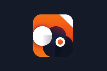 Poster - Modern abstract orange and navy blue logo with geometric shapes