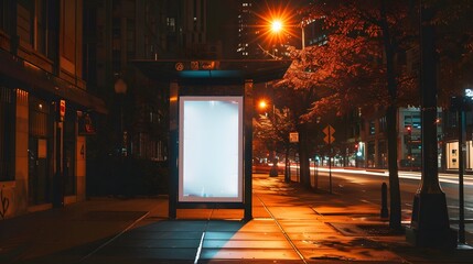 Wall Mural - blank billboards at a bus stop on the street