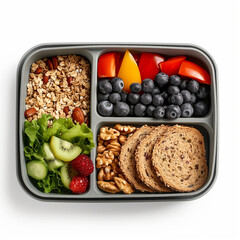 Wall Mural - Healthy Lunch box isolated on a white background 