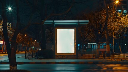 Wall Mural - blank billboards at a bus stop on the street