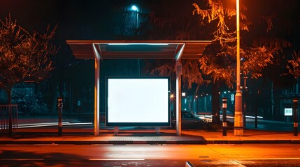 Wall Mural - blank billboards at a bus stop on the street