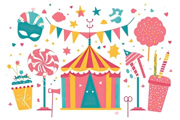 Poster - Colorful festive party decor, Design a vector background with swirling galaxy elements
