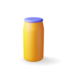 Leinwandbilder - 3D detergent powder bottle isolated on white. Render home cleaning product container in powder icon. House cleaning equipment. Household accessories. Realistic vector illustration