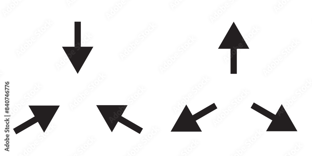 Inward and outward pointing symbols. Concentration and expansion ...