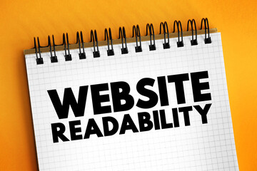 Aufkleber - Website Readability - measure of how easy it is for visitors to read and understand text on a web page, text concept on notepad