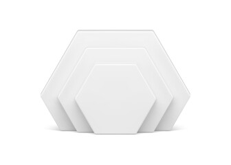 Wall Mural - White hexagonal level vertical wall geometric angled figure 3d element design realistic vector