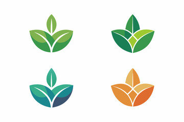 Poster - Three leaves tropical logo vector design