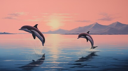 Poster - dolphins in the ocean