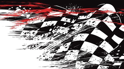 Aufkleber - Racing background with checkered flag and abstract elements vector Illustration on white Background