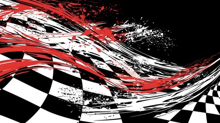 Aufkleber - Racing background with checkered flag and abstract elements vector Illustration on white Background
