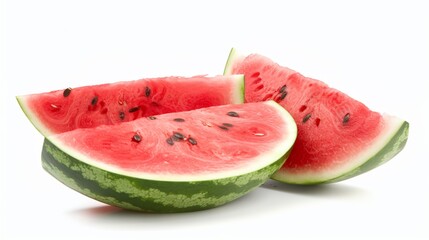 Poster - a watermelon cut in half and placed on a white background