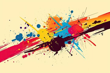 Poster - Vibrant, splattered paint strokes, Enjoyable and energetic vector design with abstract splashes of color