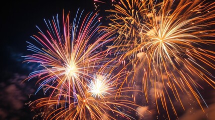 Poster - Vibrant, colorful fireworks display, Product photography highlighting the details and features