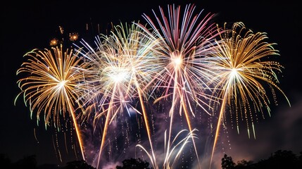 Poster - Vibrant, colorful fireworks display, Product photography highlighting the details and features