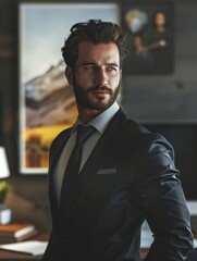 Poster - human ressource and business background hyper realistic