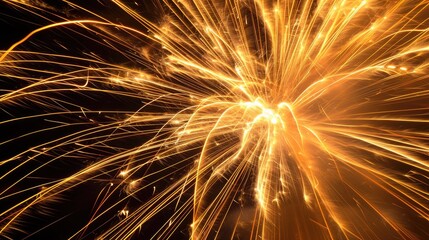 Fototapete - Vibrant, glowing light explosion, Long exposure fireworks photography, showcasing the graceful trails and dynamic patterns created by the bursts of light