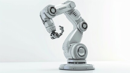 Wall Mural - Automation factory industry 4.o concept with one robotic arm on light background with empty space