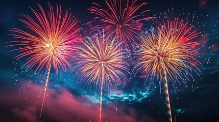 Poster - Vibrant colorful fireworks display, photography series capturing the beauty of diversity in everyday life