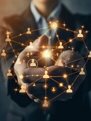Poster - Network concept. Human resources strategy. Management strategy. hyper realistic 