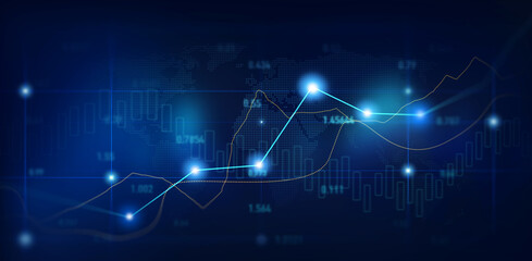 Leinwandbilder - Analysis finance grow graph and market  investment. Financial  business plan,earnings,sale and strategy. Stock market chart, exchange financial growth diagram.