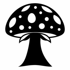 Mushroom black silhouette illustration