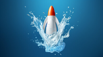 Wall Mural - Milky Blast: Rocket-shaped Splash Illustration with Clipping Path for Design Projects. 3D Rendering for Visual Impact.