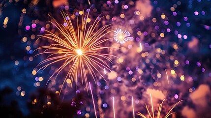 Poster - Vibrant, colorful fireworks display, Fireworks photography capturing vibrant explosions against the night sky
