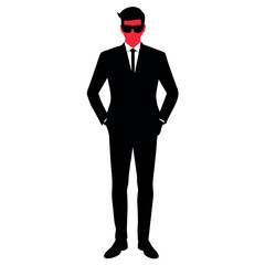 Canvas Print - A business man stand with sun glass vector silhouette, isolated white background