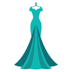 Poster - a complete gown dress mockup vector silhouette, white background