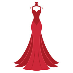 Poster - a complete gown dress mockup vector silhouette, white background