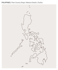 Wall Mural - Philippines plain country map. Medium Details. Outline style. Shape of Philippines. Vector illustration.